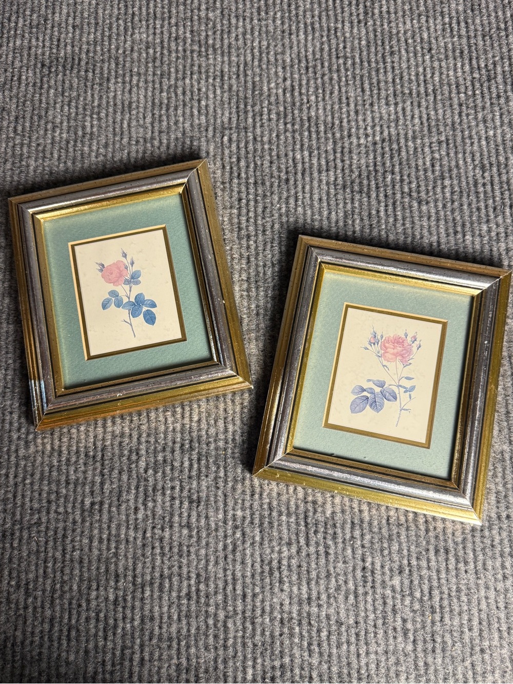 Set of 2 Vintage Framed Botanical Rose Prints | Cottagecore Wall Art